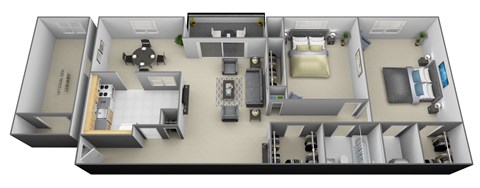 2 bedroom 1.5 bathroom with den 3D at Painters Mill Apartments, Randallstown